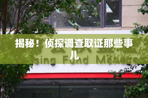 进贤揭秘！侦探调查取证那些事儿