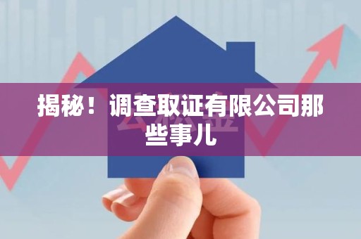 进贤揭秘！调查取证有限公司那些事儿