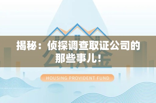 进贤揭秘：侦探调查取证公司的那些事儿！