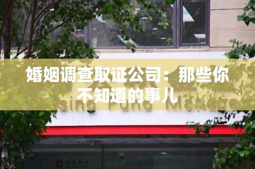 进贤婚姻调查取证公司：那些你不知道的事儿