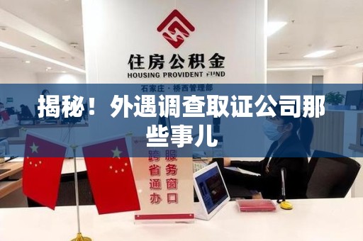 进贤揭秘！外遇调查取证公司那些事儿