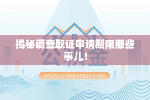 进贤揭秘调查取证申请期限那些事儿！