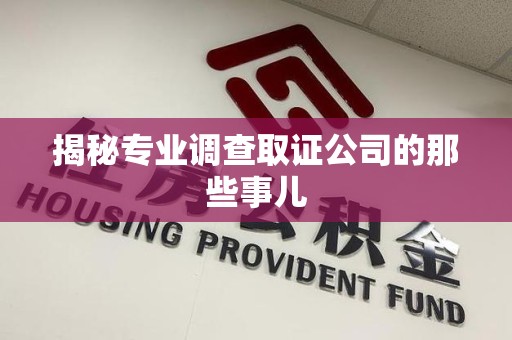进贤揭秘专业调查取证公司的那些事儿