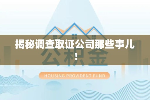 进贤揭秘调查取证公司那些事儿！