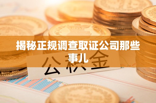 进贤揭秘正规调查取证公司那些事儿