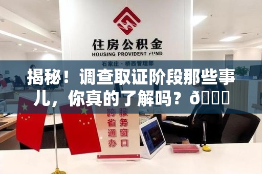 进贤揭秘！调查取证阶段那些事儿，你真的了解吗？😎
