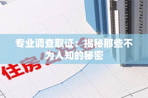进贤专业调查取证：揭秘那些不为人知的秘密