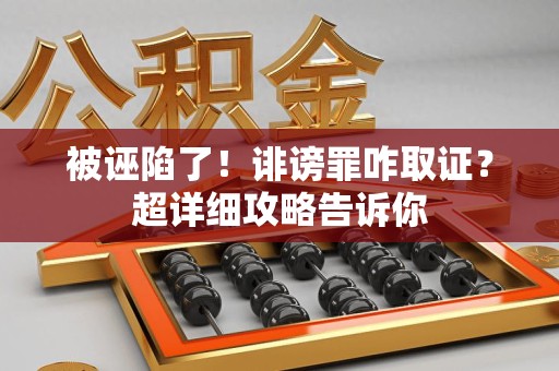 进贤被诬陷了！诽谤罪咋取证？超详细攻略告诉你