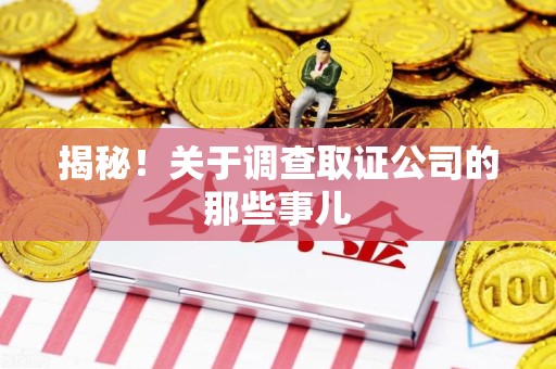 进贤揭秘！关于调查取证公司的那些事儿